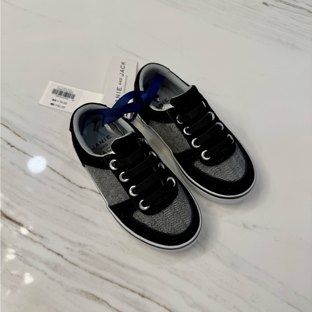 Janie and Jack Black and White Kids Sneakers